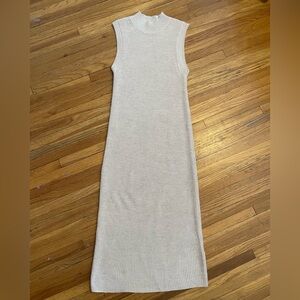 Babaton Cream Ribbed Midi Dress